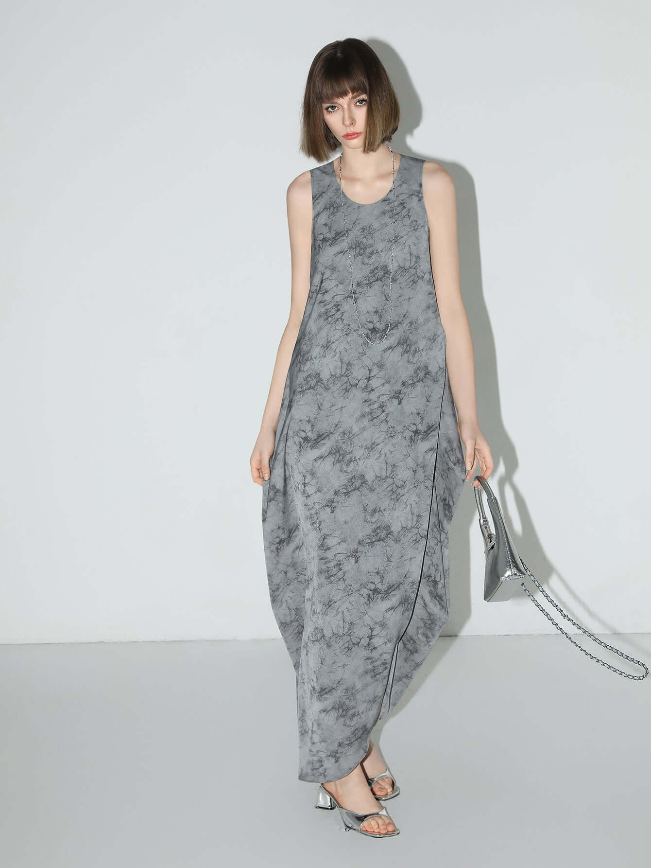 serene tie dye grey print tank dress all grey 2