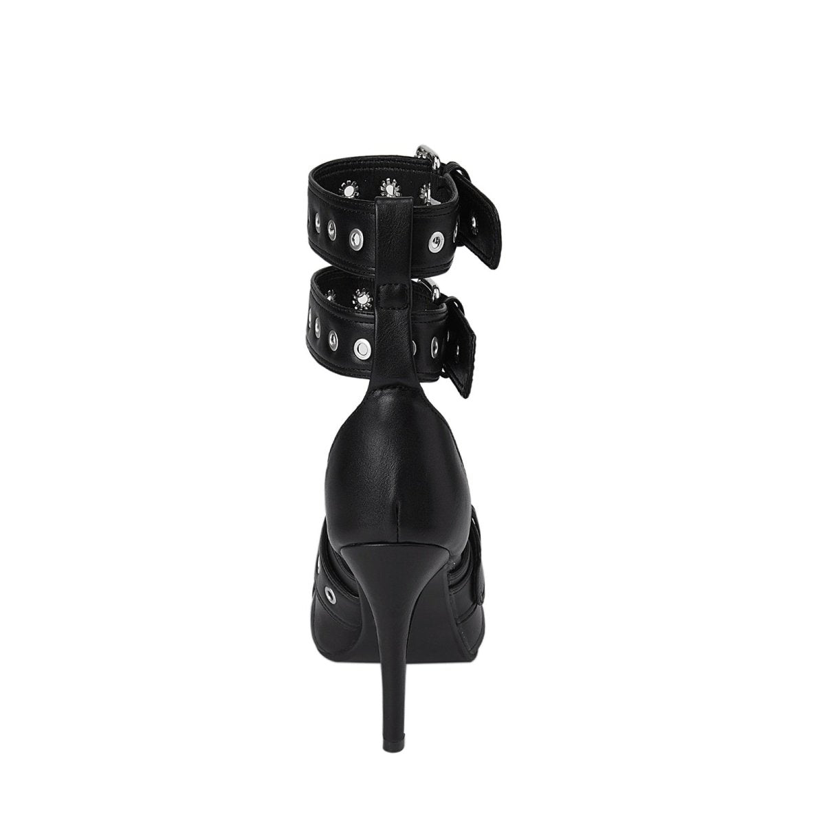 Sexy Black Pointed Toe Buckle Ankle Strap Stiletto Heels - 0cm