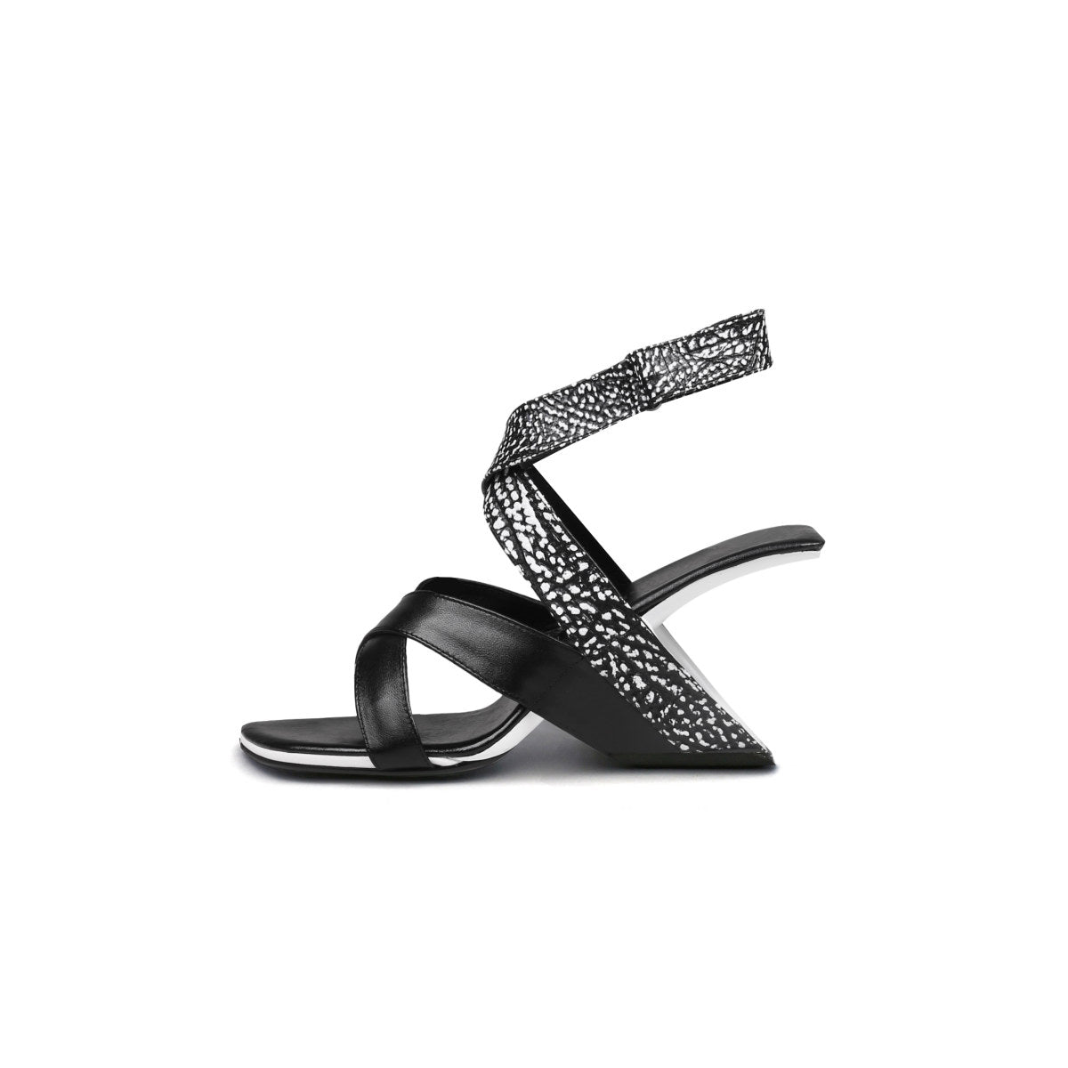 sexy criss cross ankle strap high heels all black 1