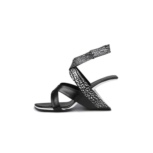 sexy criss cross ankle strap high heels all black 1