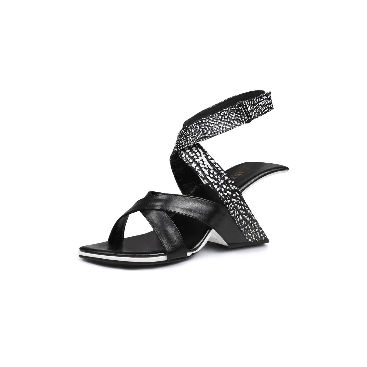 sexy criss cross ankle strap high heels all black 2