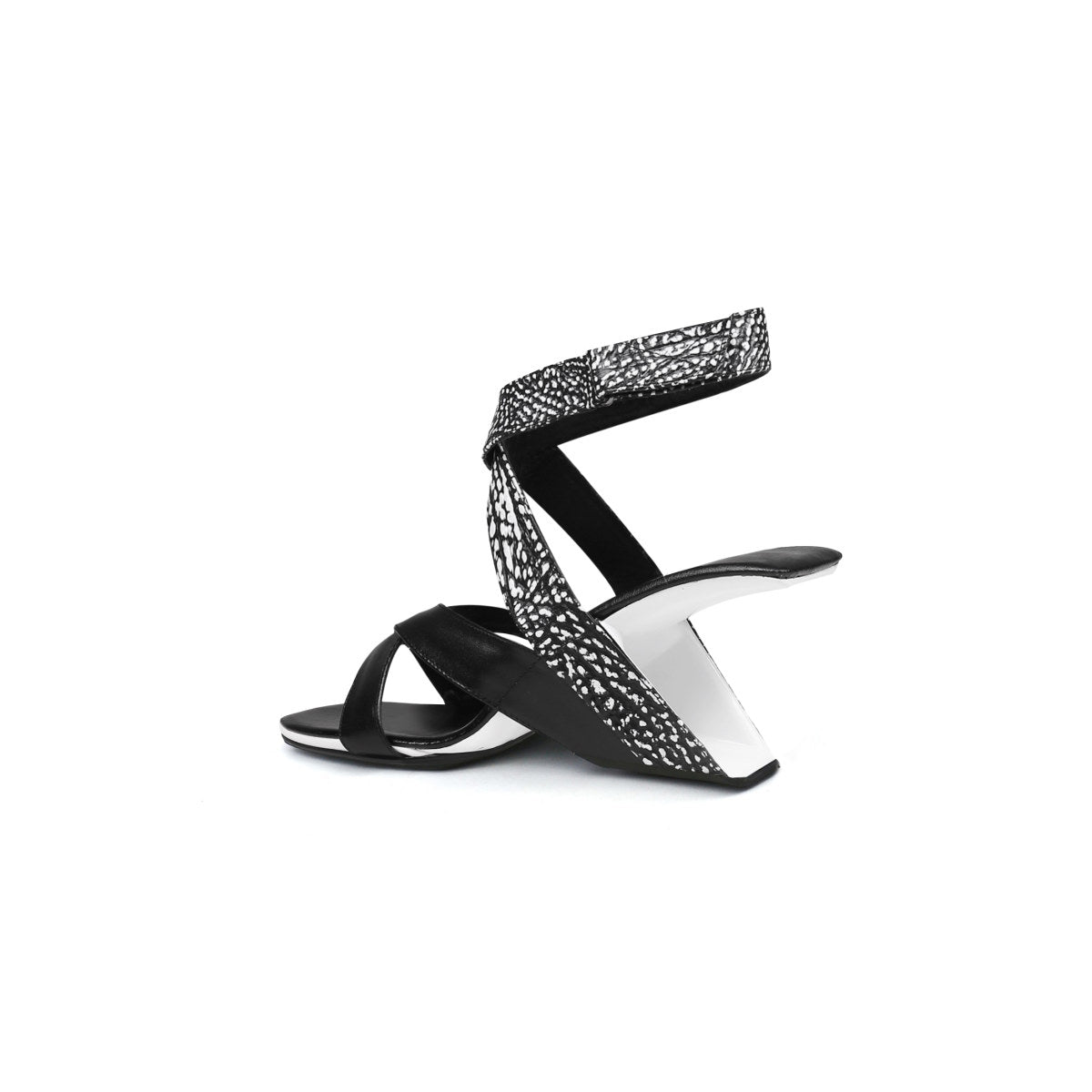 sexy criss cross ankle strap high heels all black 3