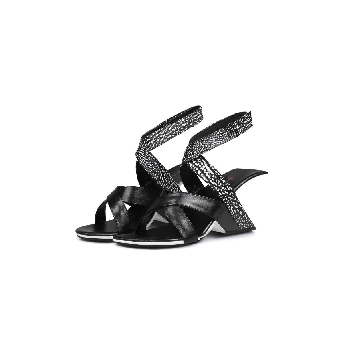 sexy criss cross ankle strap high heels all black 5