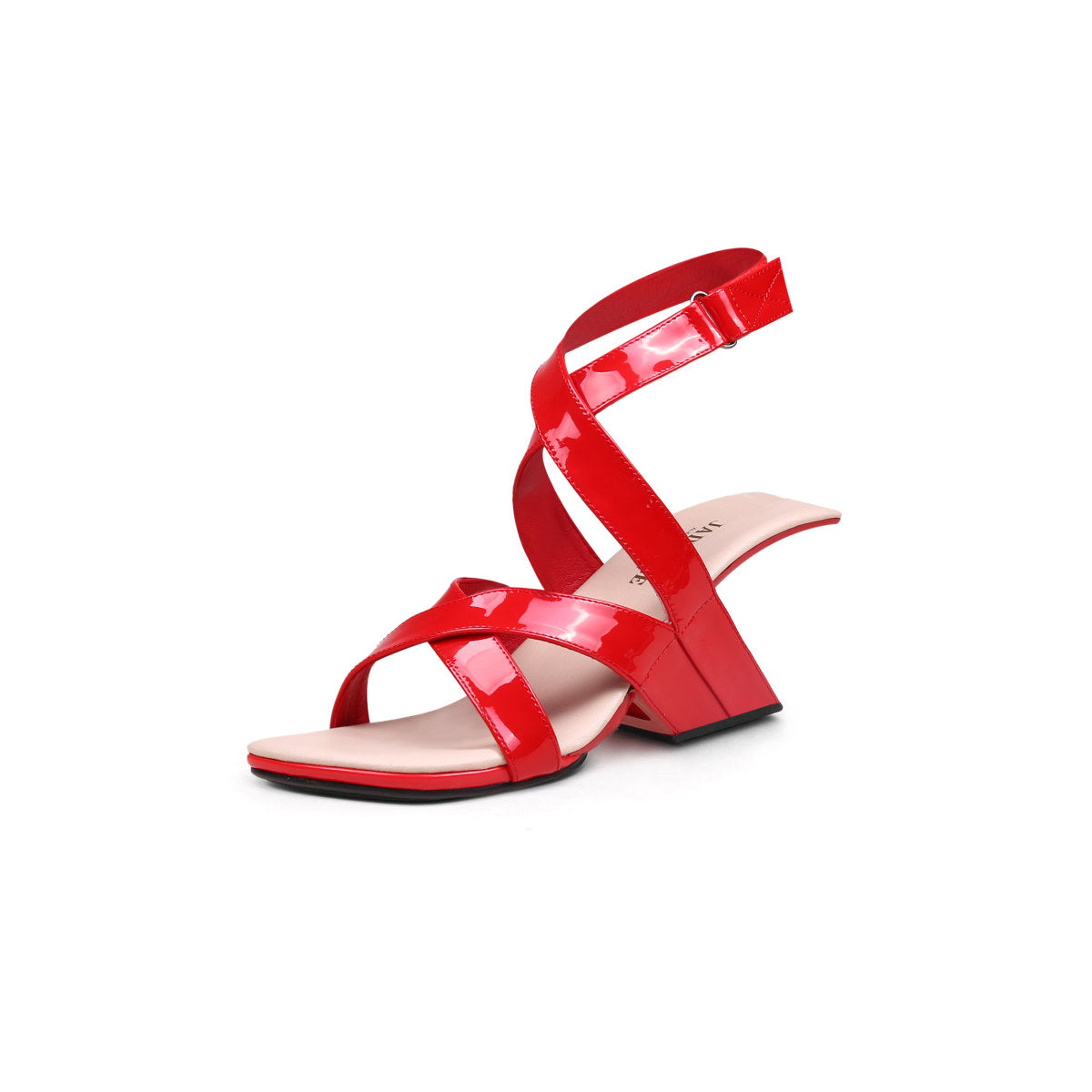 sexy criss cross ankle strap high heels all red 2