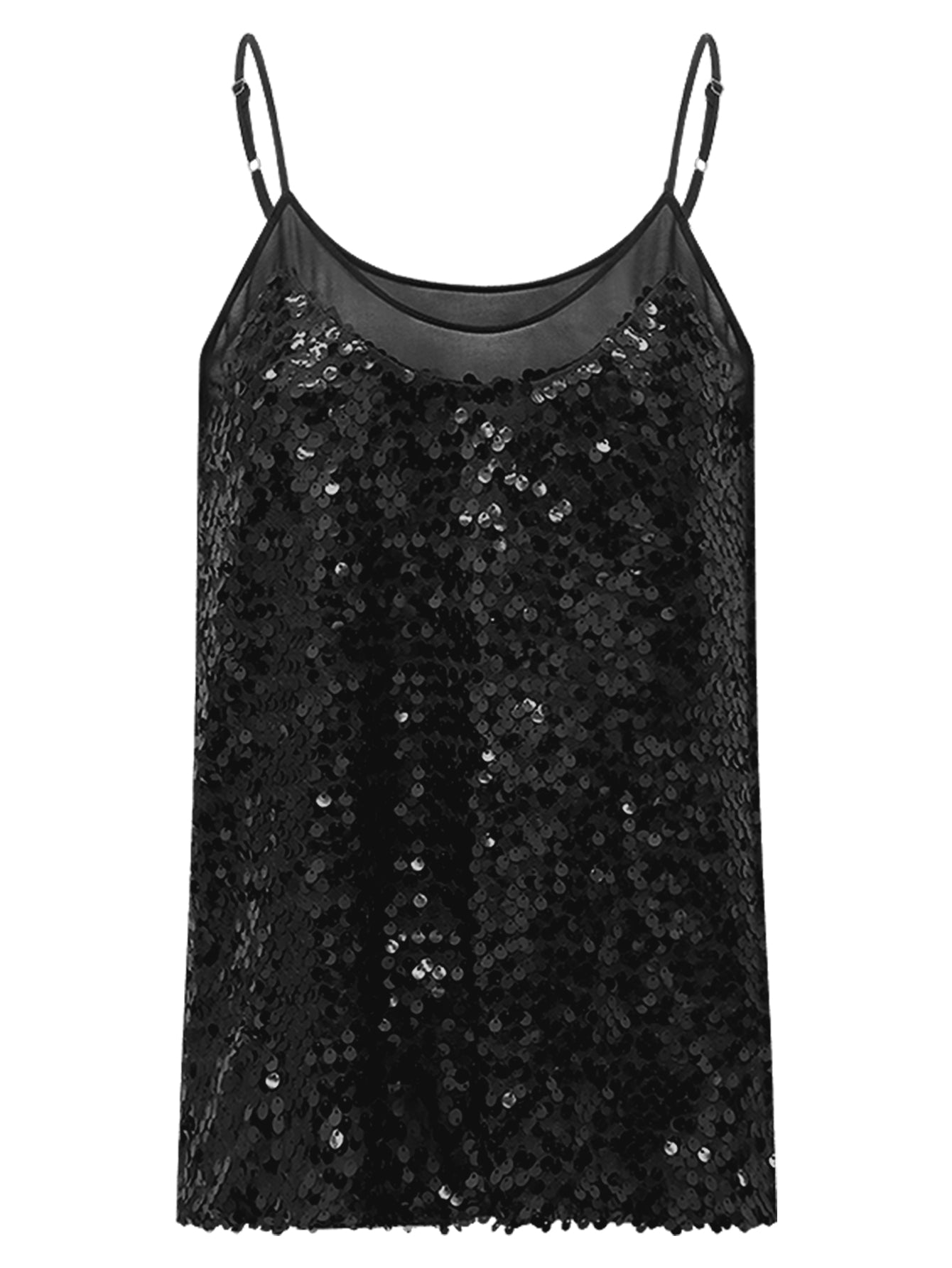 sexy glitter sequin camisole top all black 4