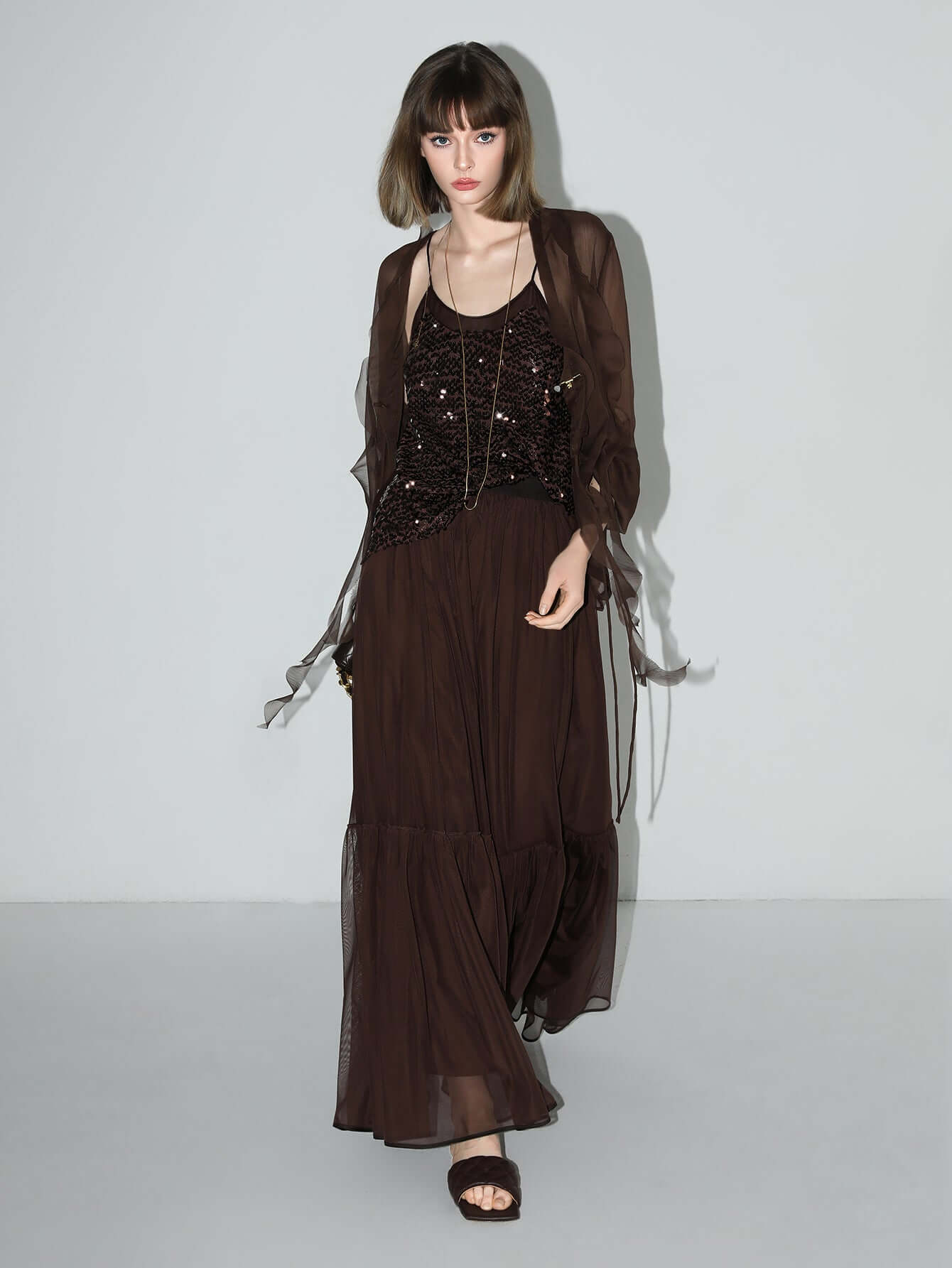 sexy glitter sequin camisole top all brown 1