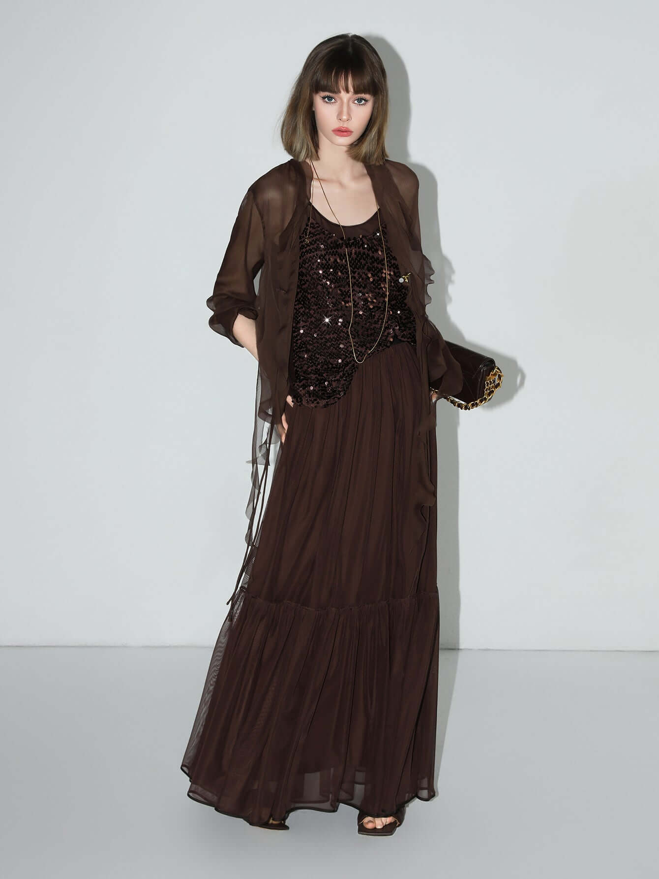 sexy glitter sequin camisole top all brown 3