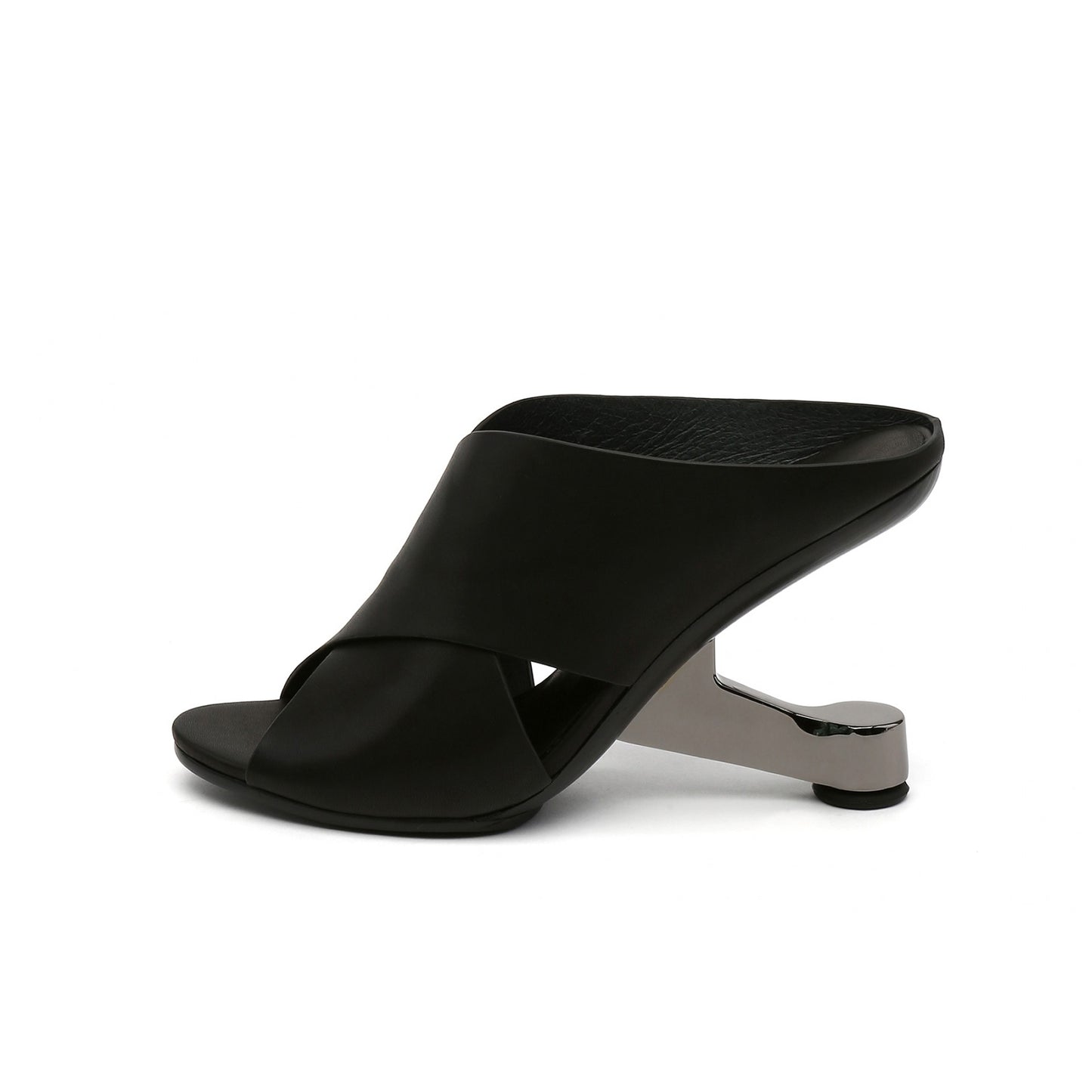 sexy open toe ankle mules all black 1