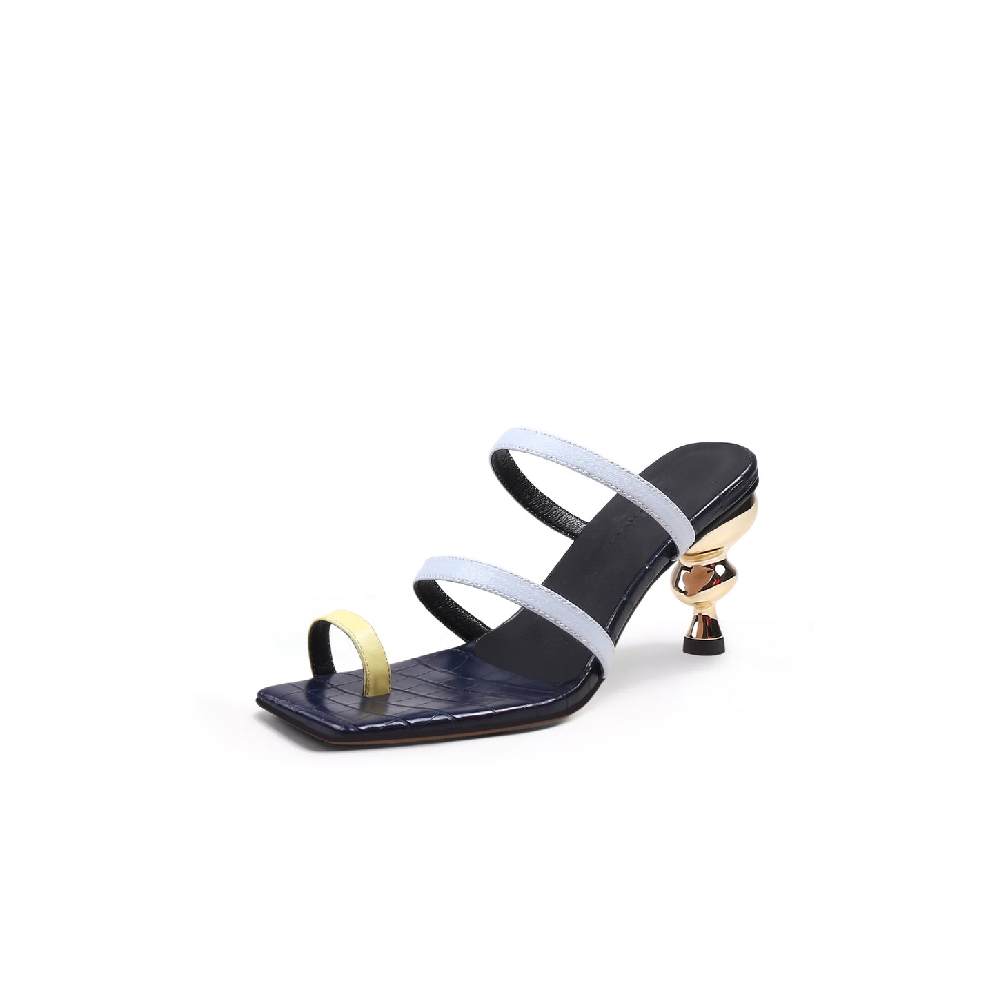 sexy square toe hour glass heels all blue 2