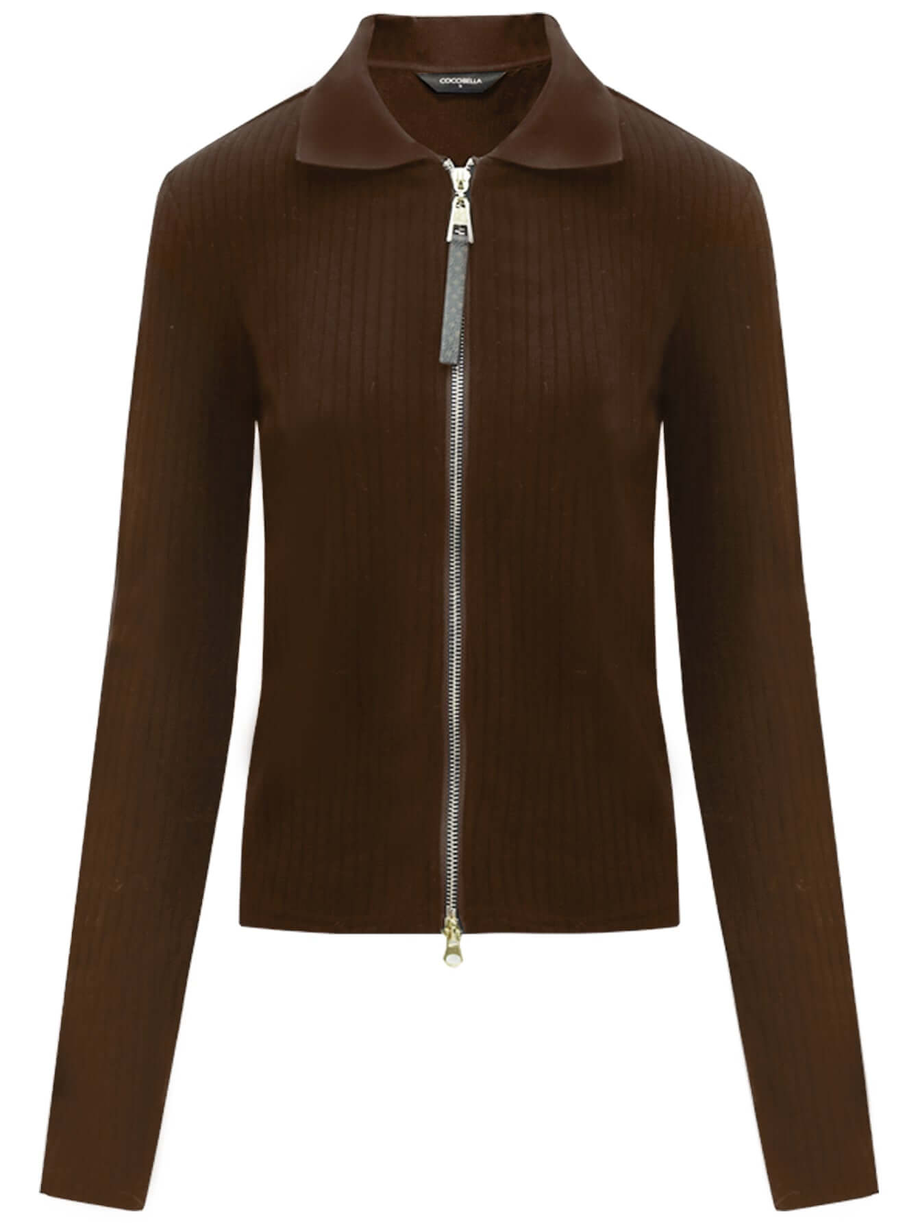 sexy v neck double zip cardigan all brown 4