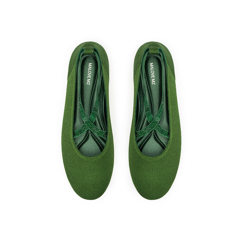 shallow pointed toe flat versatile commuter ballet shoes all green 2