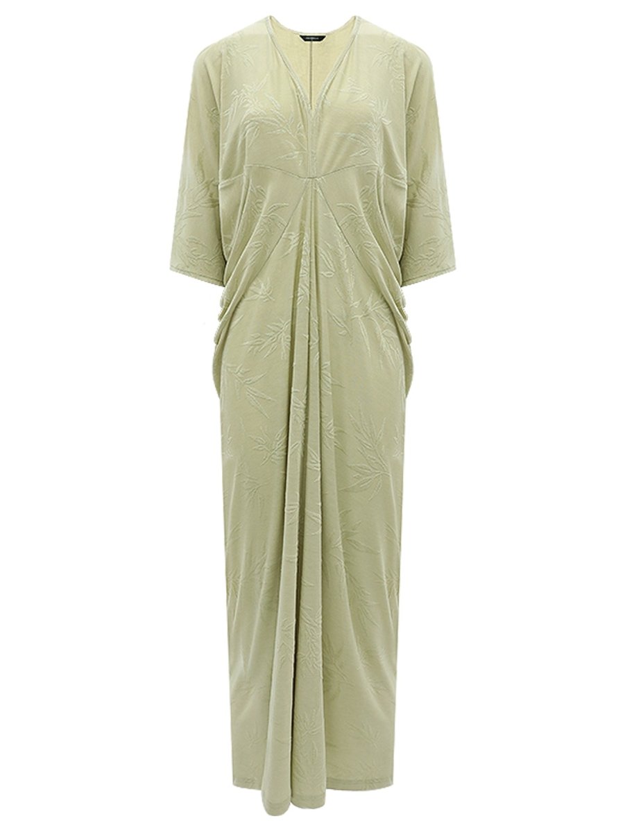 shawl neck bamboo jacquard knit maxi dress all avocado 4