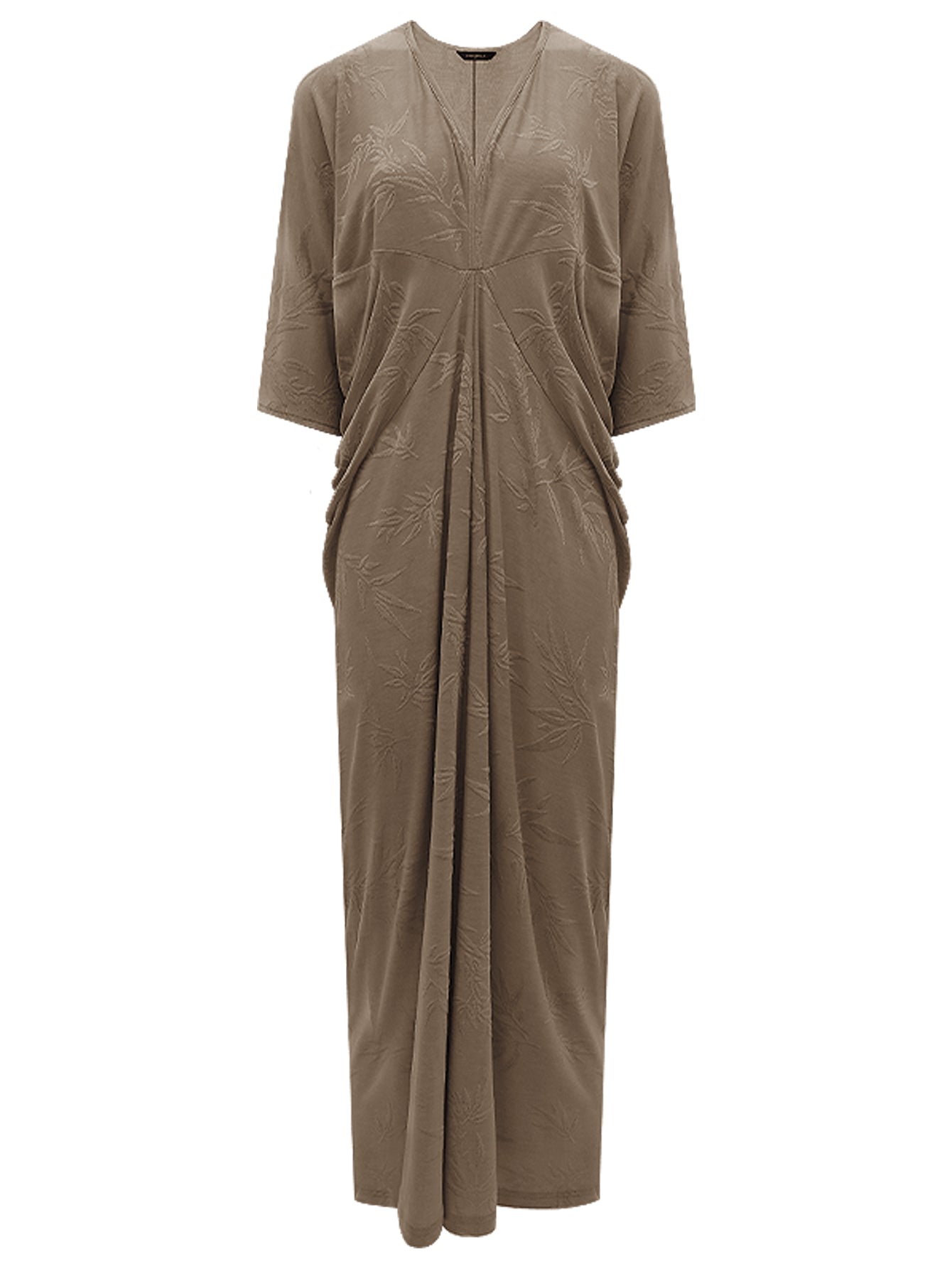 shawl neck bamboo jacquard knit maxi dress all mocha 4