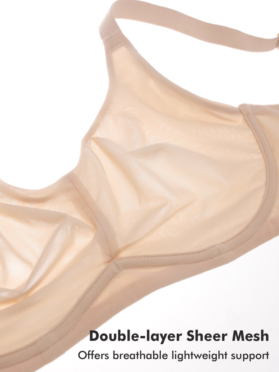 Sheer Double - Layer Mesh Full Coverage Underwire Support Bra
