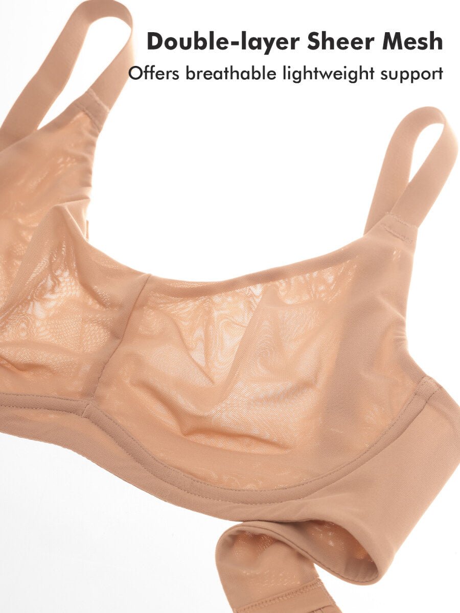 Sheer Double - Layer Mesh Full Coverage Underwire Support Bra