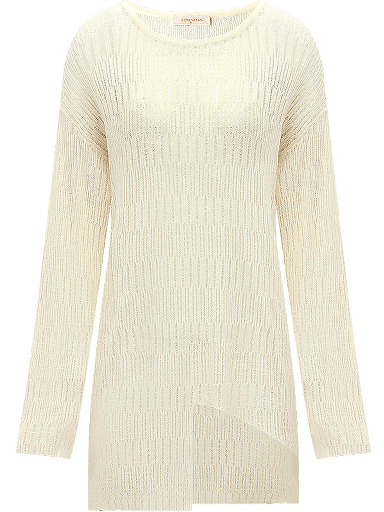sheer knit top with asymmetrical hem all ivory 4