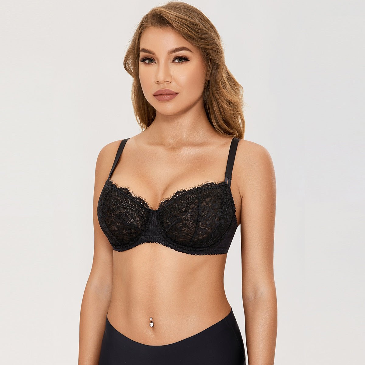 Sheer Lace Balconette Bra
