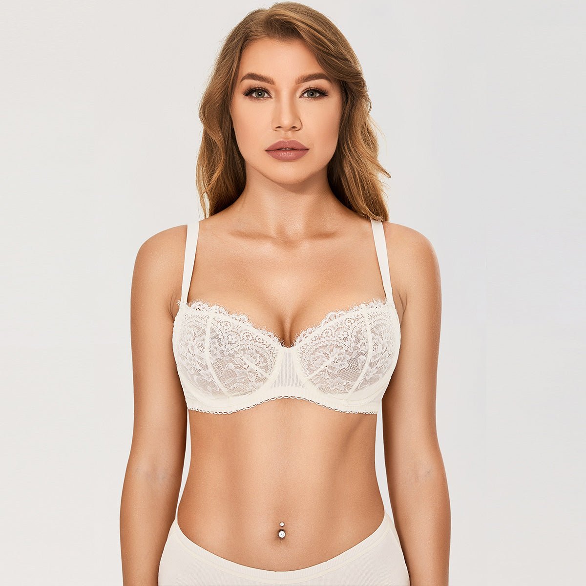 Sheer Lace Balconette Bra