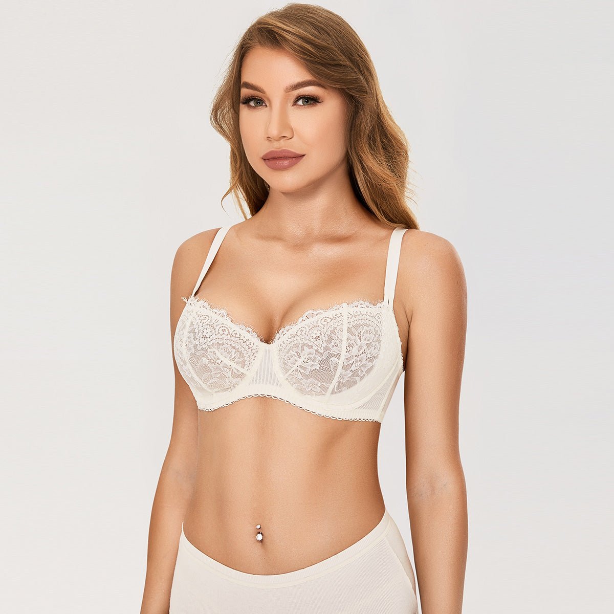 Sheer Lace Balconette Bra