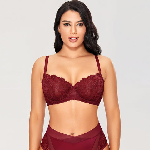 Sheer Lace Balconette Bra