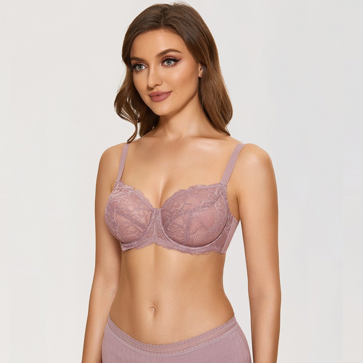Sheer Lace Full Coverage Minimizer Underwire Bra