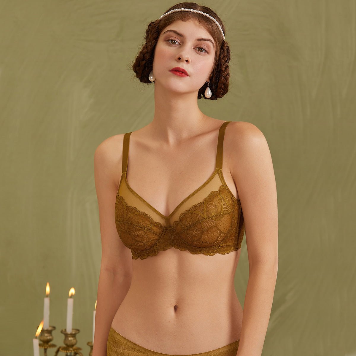 Sheer Lace Minimizer Underwire Bra