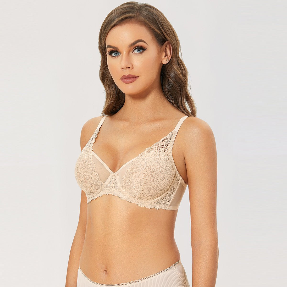 Sheer Lace Minimizer Underwire Full Coverage Bra
