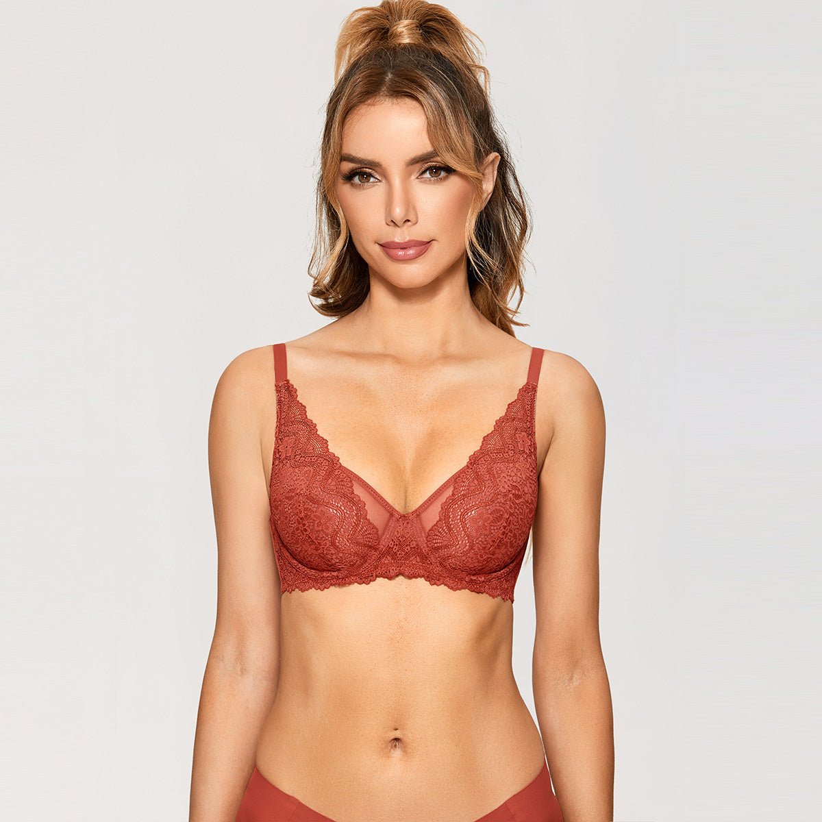 Sheer Lace Minimizer Underwire Full Coverage Bra