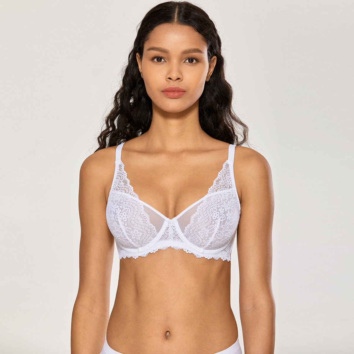 Sheer Lace Minimizer Underwire Full Coverage Bra