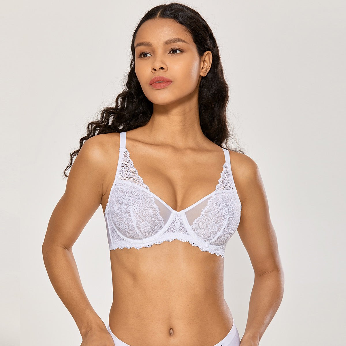 Sheer Lace Minimizer Underwire Full Coverage Bra