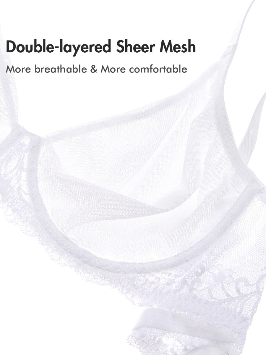 Sheer Mesh Full Coverage Underwire Bra - 0cm
