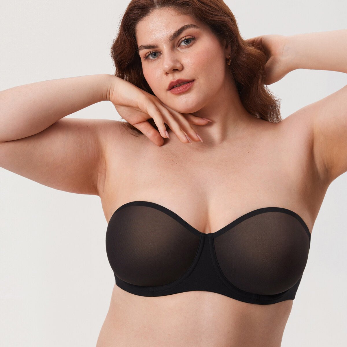 Sheer Mesh Strapless Underwire Bra