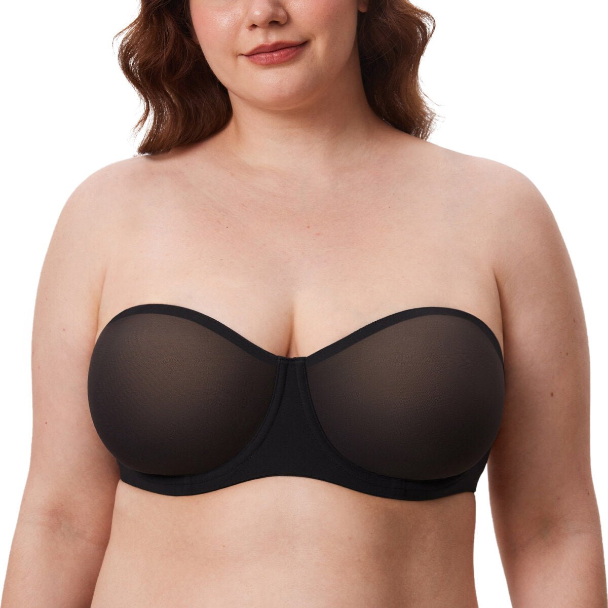 Sheer Mesh Strapless Underwire Bra