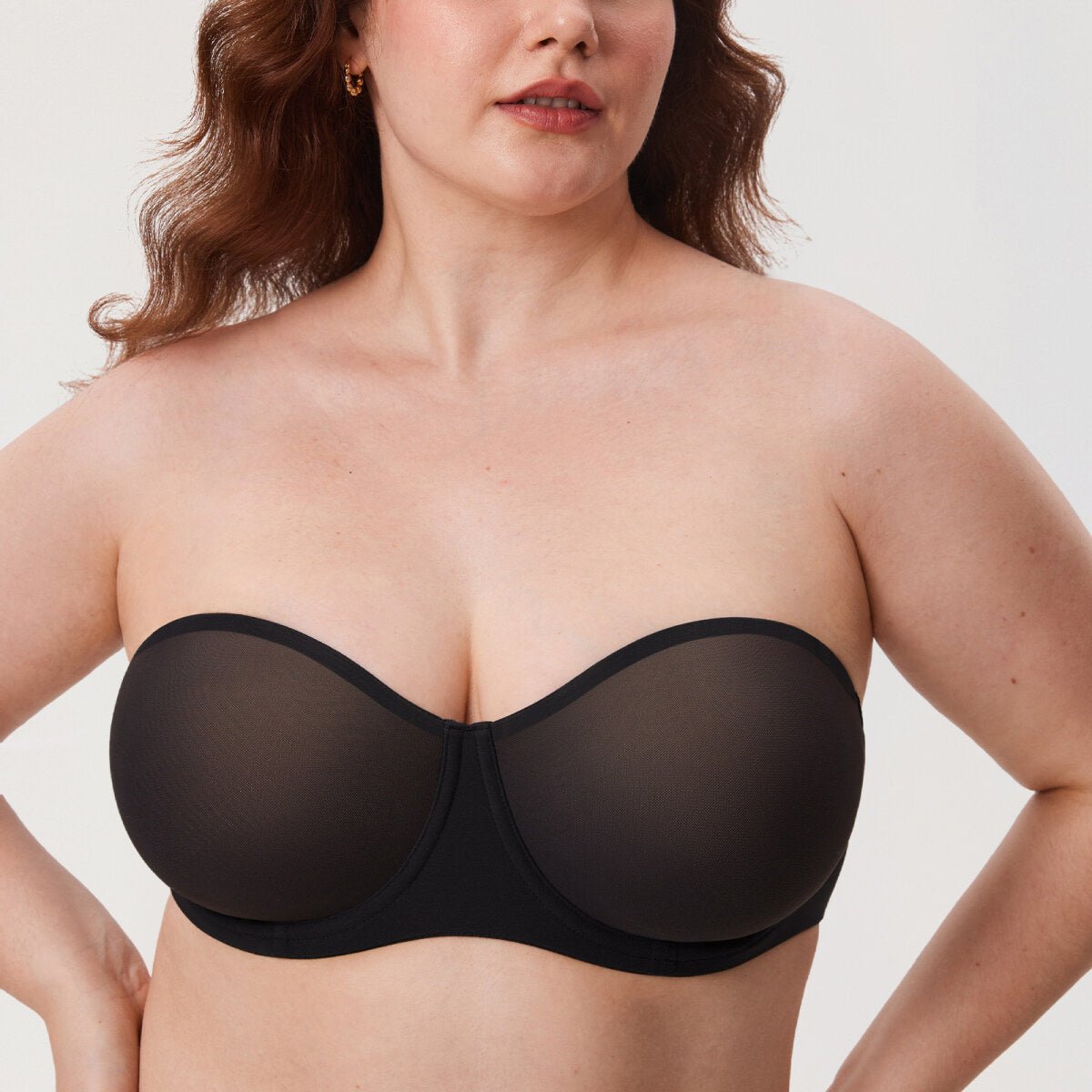 Sheer Mesh Strapless Underwire Bra