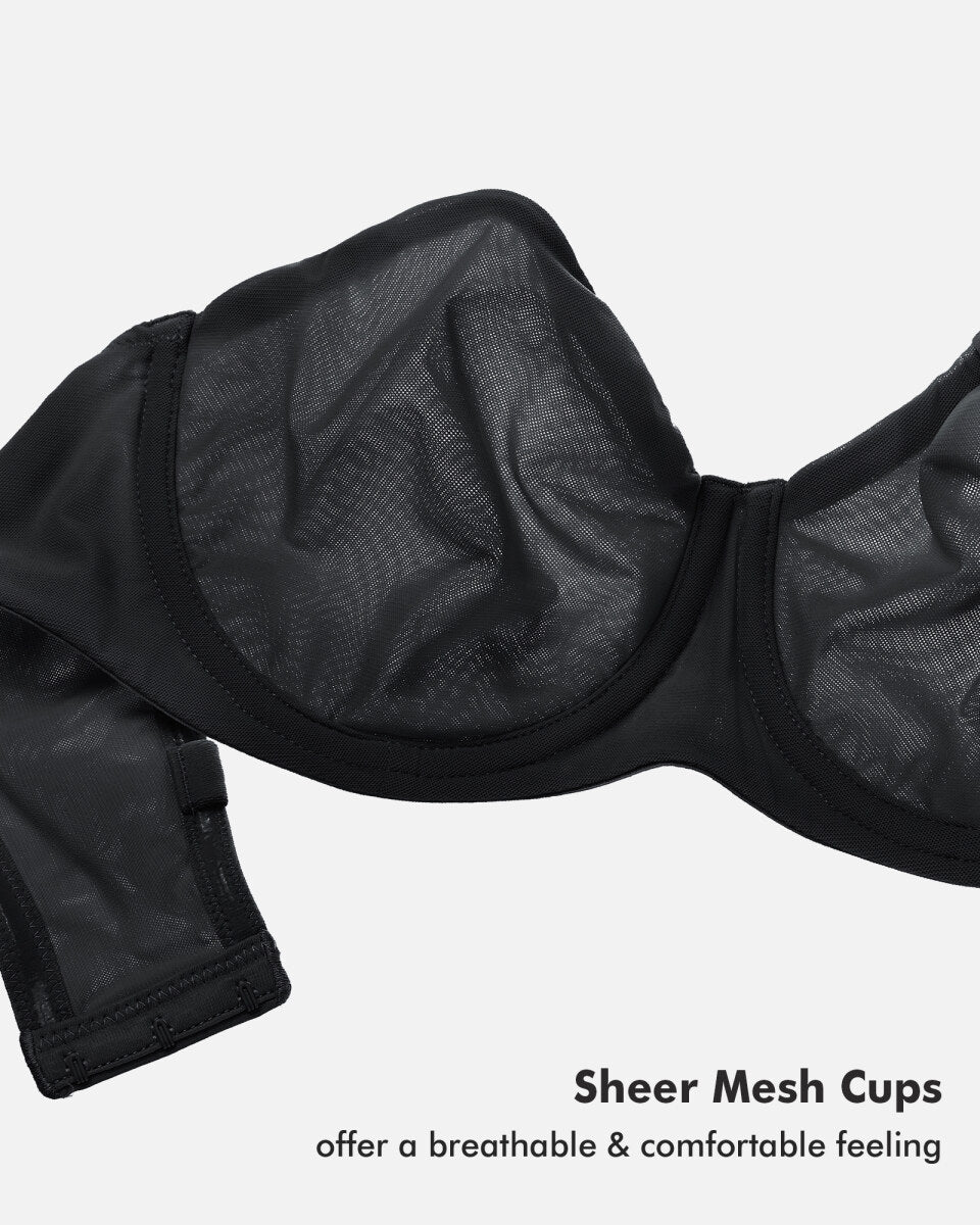 Sheer Mesh Strapless Underwire Bra