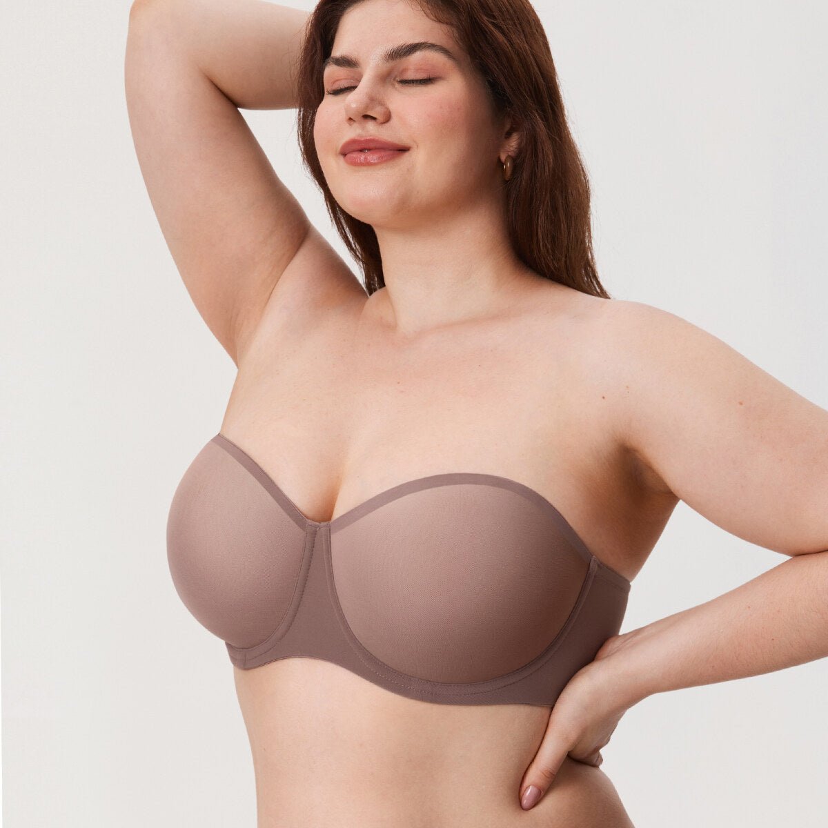 Sheer Mesh Strapless Underwire Bra
