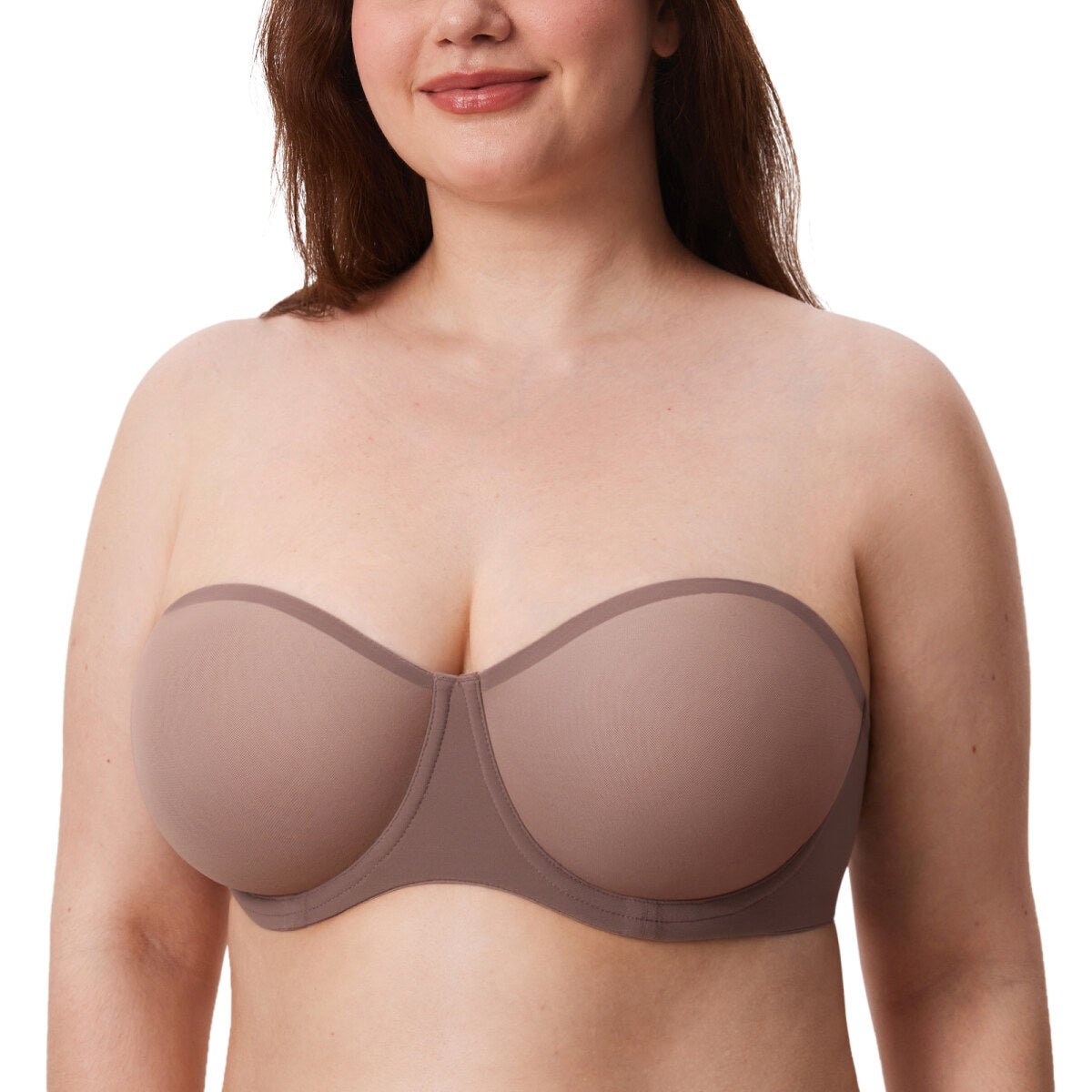 Sheer Mesh Strapless Underwire Bra