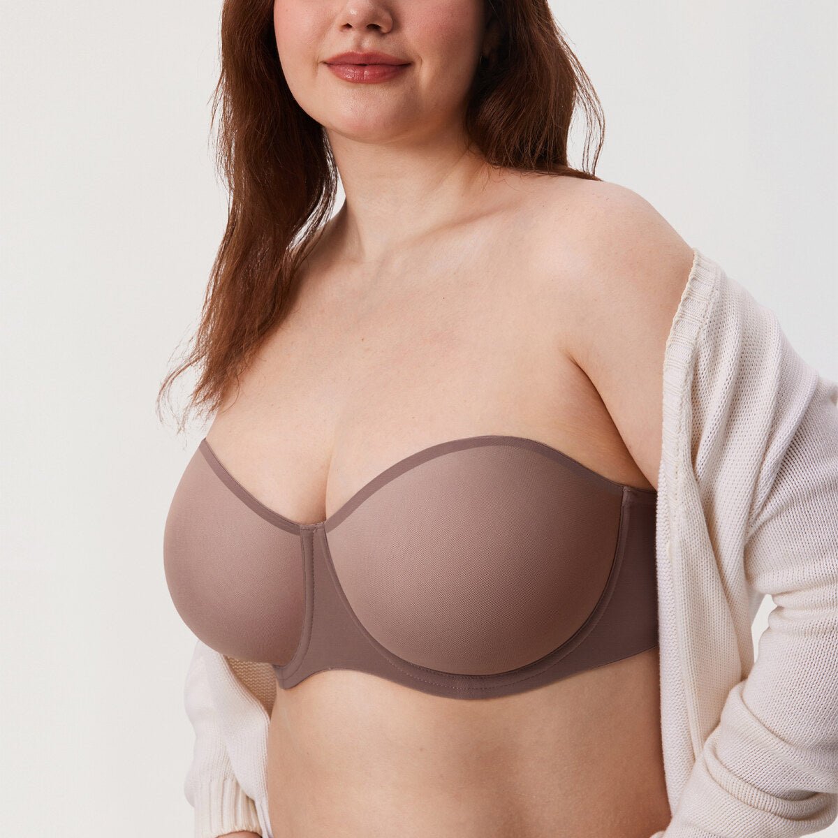 Sheer Mesh Strapless Underwire Bra