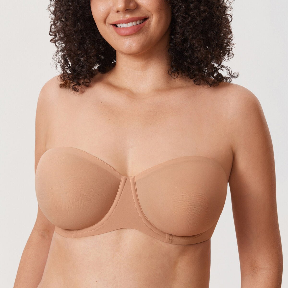 Sheer Mesh Strapless Underwire Bra