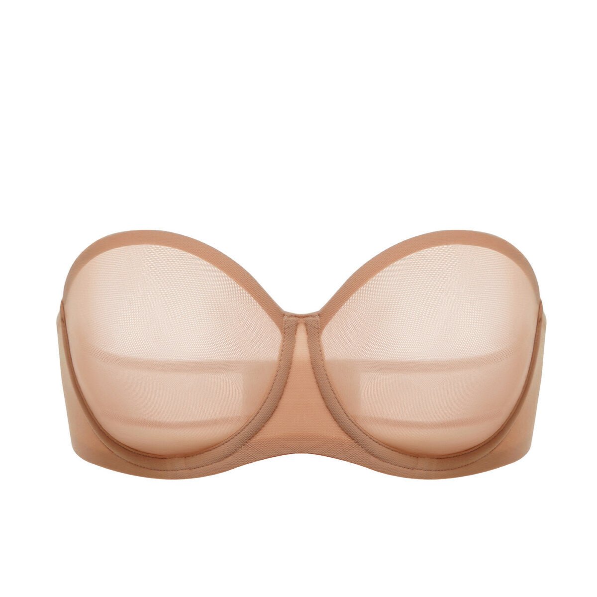 Sheer Mesh Strapless Underwire Bra