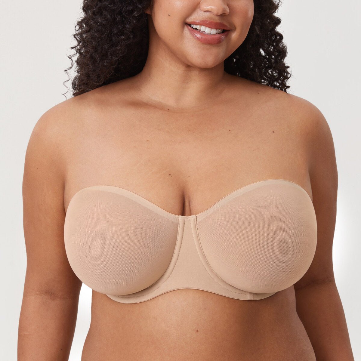 Sheer Mesh Strapless Underwire Bra