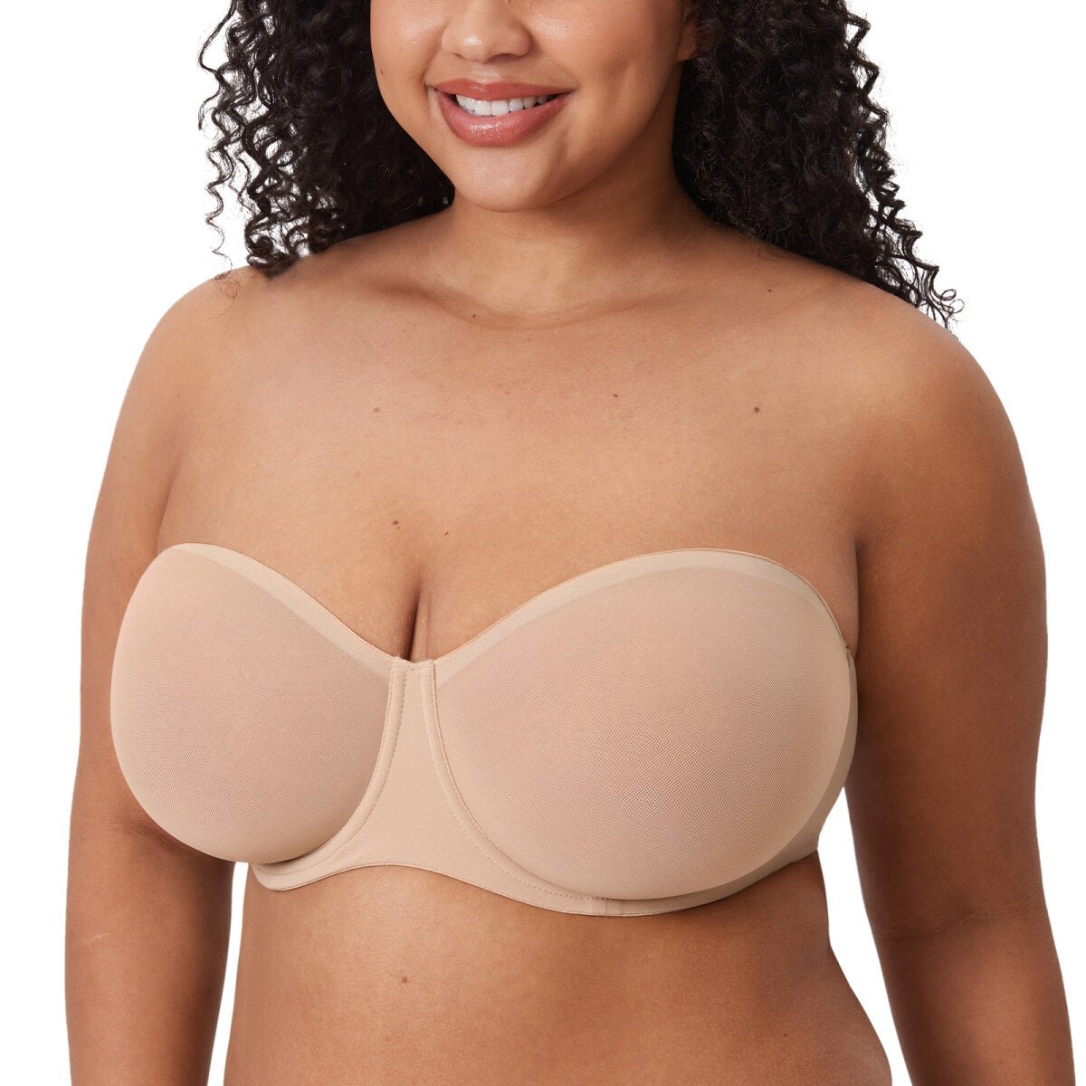 Sheer Mesh Strapless Underwire Bra