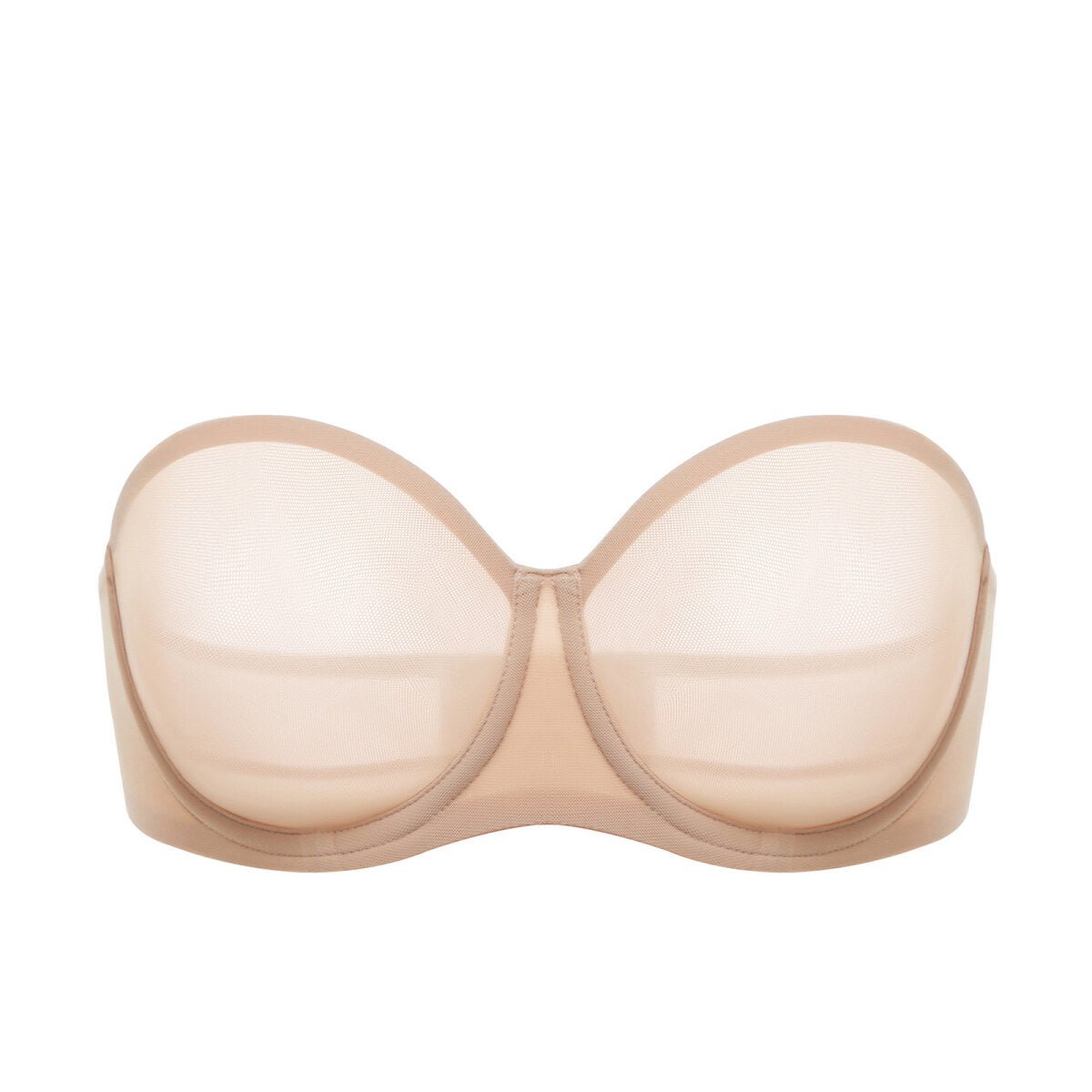 Sheer Mesh Strapless Underwire Bra