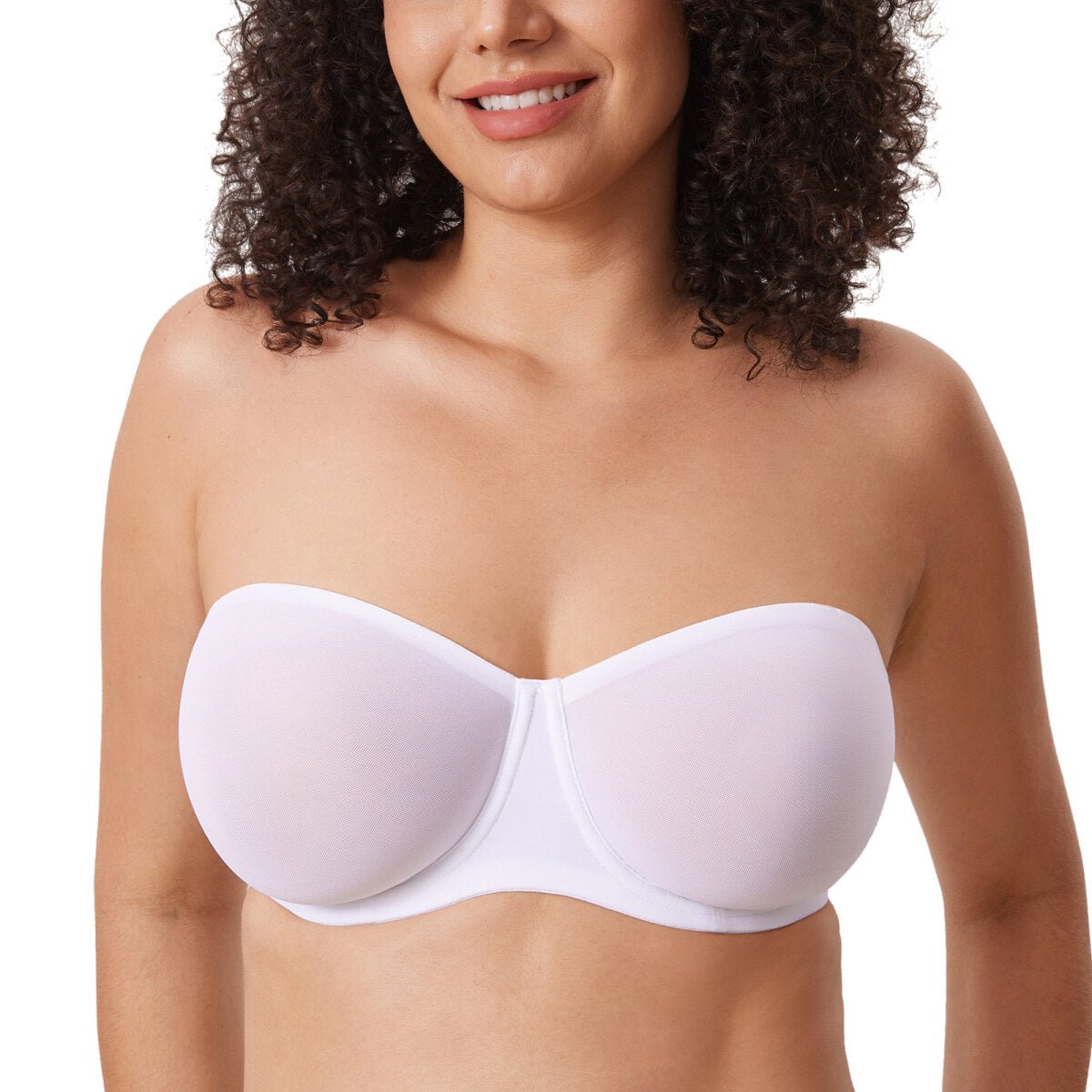 Sheer Mesh Strapless Underwire Bra