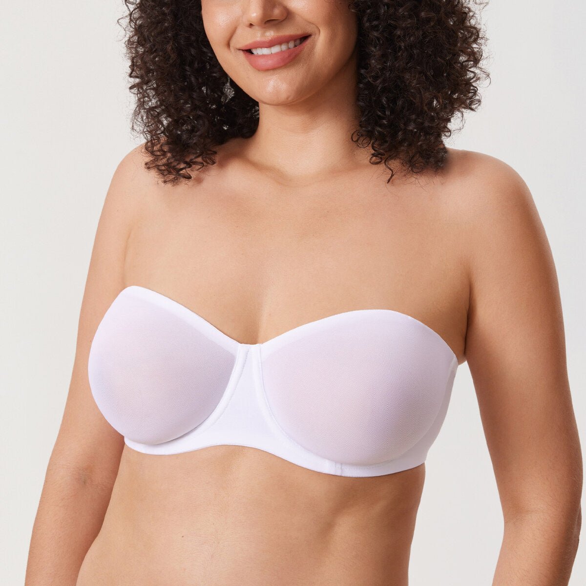 Sheer Mesh Strapless Underwire Bra