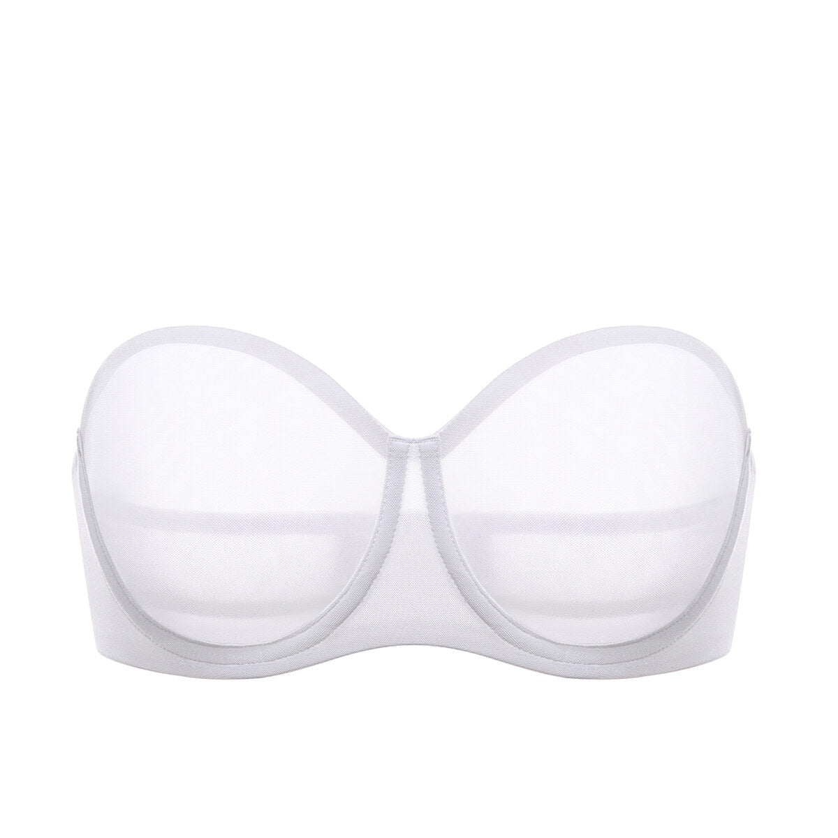 Sheer Mesh Strapless Underwire Bra