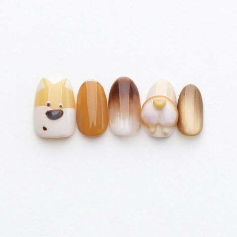 Shiba Pup 3D Press-On Nails