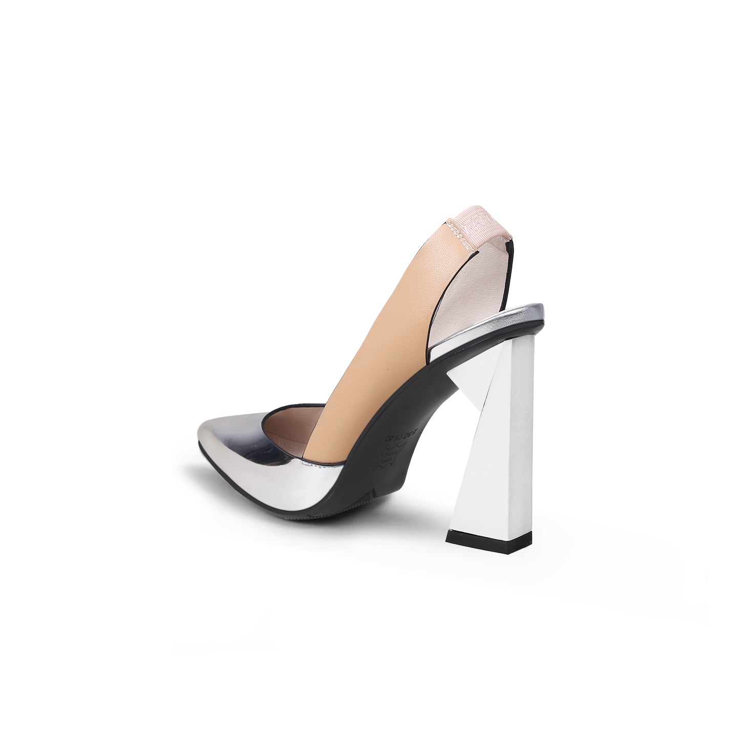 shimmer slingback pointed trape heel pumps all silver 4
