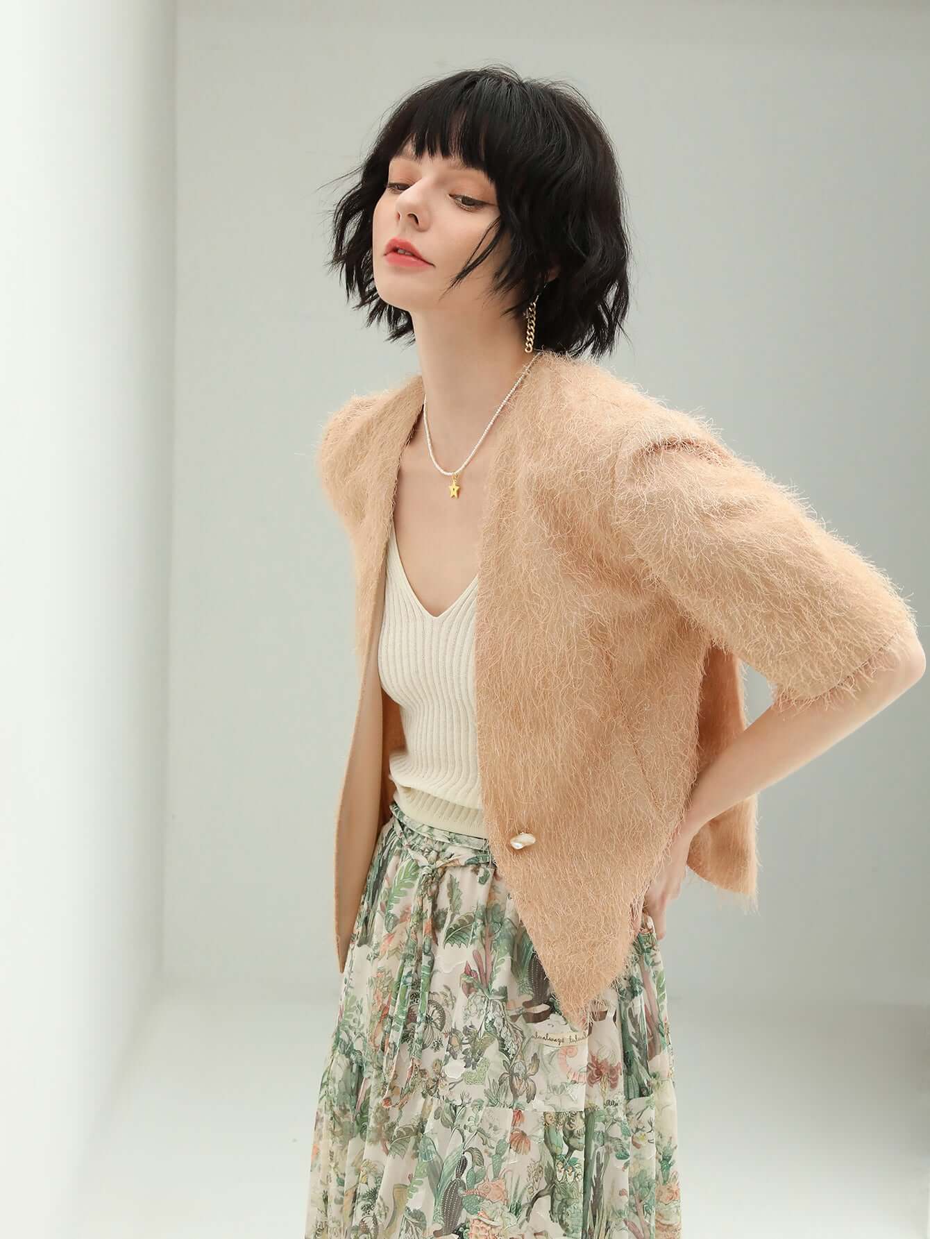 shimmering orange collarless blazer all orange 2