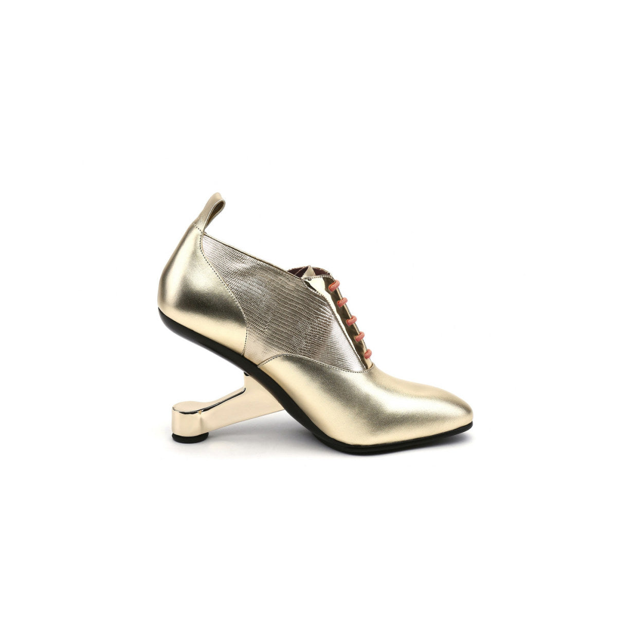 shiny lace up boots all gold 3